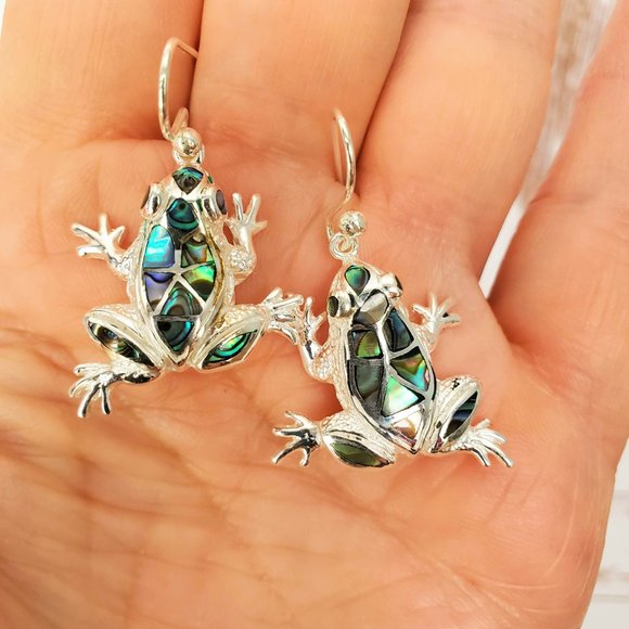 Mermaid's Dream Abalone Frog Earrings - Picture 2 of 5